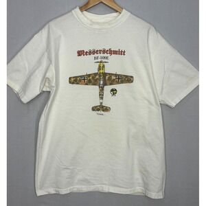Messerschmitt BF-109E Emil T-Shirt Mens White Size XL Vintage PowerPro By Oneita